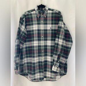 Ralph Lauren Green and White Plaid Shirt
